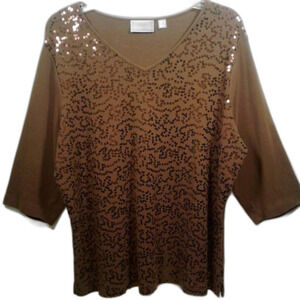 Quacker Factory Sequin Brown Top 1X